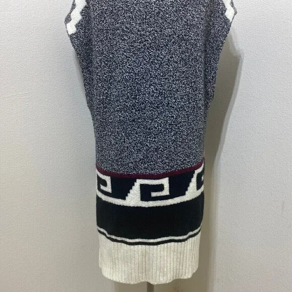 LOFT Turtle Neck Tunic Vest Sweater Size XS/S Oversized Cream/Black\Red - Picture 9 of 12